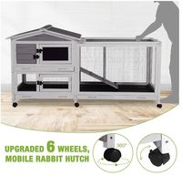 Cage à lapins personnalisée pour extérieur et intérieur, poulailler avec roulettes, cage à cochon d'Inde avec 3 plateaux amovibles profonds sans fuite, cage à lapins