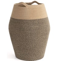 Panier à linge pliable en corde de coton tressée, écologique, moderne, 85L, pour la cuisine, la salle de bain, le rangement des vêtements sales, des jouets, des couvertures