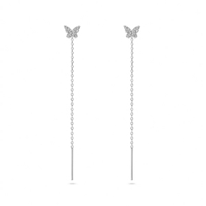 CANNER Exquises Boucles d'oreilles pendantes en argent sterling S925 avec zircon 5A et chaîne papillon pour filles, bijoux de fête d'été - Product Image 3