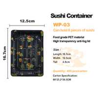 03 Penjualan Langsung Pabrik Kotak Kemasan Sushi Sekali Pakai Komersial Cetak Jepang Desain Kreatif Kelas Atas PET