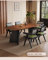 Table et chaises de salle à manger rectangulaires en bois massif de style français, adaptées aux salles à manger domestiques, aux hôtels, aux villas et aux appartements