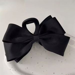 Elegant Black <b>Bow</b> Fabric Handmade Hair Clip Womens <b>Large</b>-size Headpiece Back-of-head Shark Clip Updo Hair Claw Barrette Gift - Product Image 5