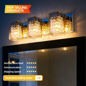 Lampes de vanité LED pour salle de bain, couleur chrome, 1/2/3/4/5/6 têtes, luminaires miroir colonne en cristal à bulles 3000K/6000K - Product Image 2