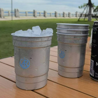 Muestras Gratis, Vasos Desechables de Aluminio Reciclable de 12 oz (350 ml) y 16 oz (500 ml), Color Plateado Anodizado