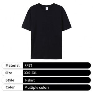 T-shirt décontracté blanc uni à col rond en RPET, imprimé par transfert thermique, haute qualité, écologique, séchage rapide, pour hommes et femmes - Product Image 2