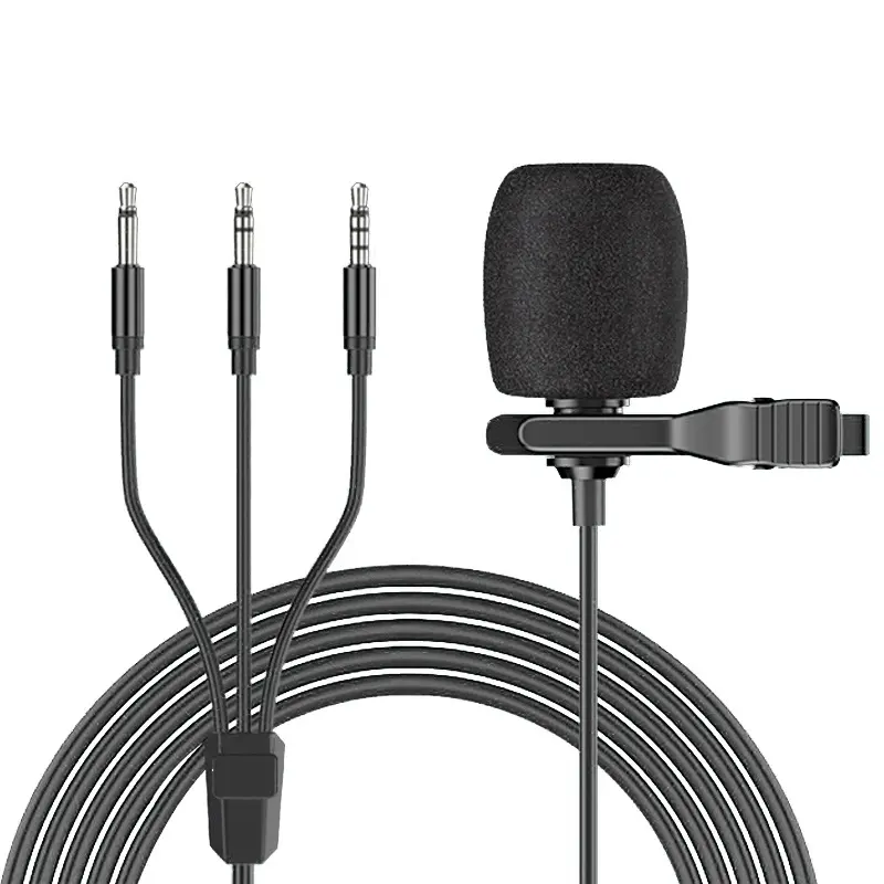 Microphone 3.5mm mini 3 in 1 Portable Lapel Lavalier Condenser Mic for DVD Radio Auto iPad Android Smartphone DSLRCamera