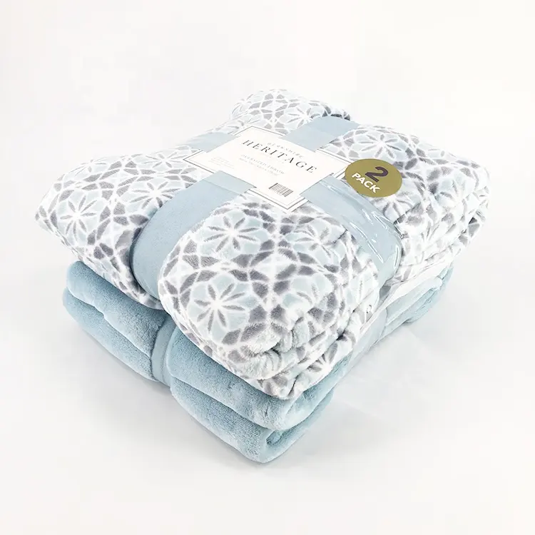 Фланелевое Флисовое одеяло, однотонное, светло-голубого цвета, 2 шт., жаккардовое одеяло из 100% полиэстера, прямоугольное одеяло/полотенце