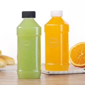Bottle Plastic Bottles Cold Pressed Juice Bottle 250ml 300ml 500ml Clear Plastic French Square Bottles With Plastic Screw Cap