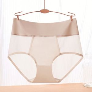 Logo personnalisé en gros femmes confortable sans couture en soie glacée culotte respirante slips dames culotte ventre restrictif caleçon - Product Image 2