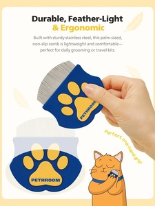 Pettine e Spazzole in Plastica Personalizzabili con Logo per Animali Domestici, con Pettine Antipulci per Dettagli del Viso, per Cani e Gatti, Rimuove Pulci, <span class=keywords><strong>Zecche</strong></span>, Forfora e Nodi - Product Image 1