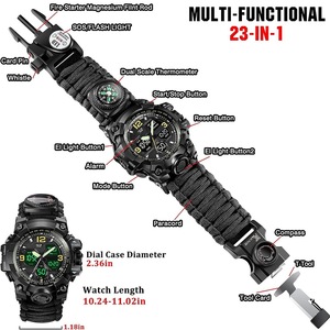 23 in 1 Multifunction Waterproof Camping Camouflage Black Plastic Digital Sport Wristwatch Men Wrist Outdoor <strong>Survival</strong> <strong>Watch</strong> - Product Image 6