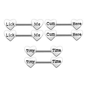<span class=keywords><strong>Piercing</strong></span> creativo para el cuerpo para mujer, joyería para mujer, anillos de <span class=keywords><strong>sujetador</strong></span> de acero inoxidable encantador, <span class=keywords><strong>sujetador</strong></span> con letras, anillo de pezón de corazón - Product Image 1