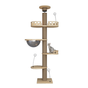 Floor-to-Ceiling <b>Cat</b> Tower Pet Scratcher <b>Tree</b> Wood+Sisal <b>Cat</b> House Durable Sturdy Washable Pet Toy for <b>Cats</b> Indoor Livingroom - Product Image 6