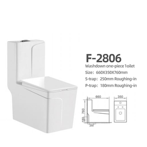 WC monobloc moderne en céramique à chasse directe, à poser au sol, avec siphon en S pour salle de bain - Product Image 2