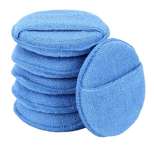 Éponge de lavage de voiture en microfibre, tampon de polissage rond de 12,7 cm pour le nettoyage des véhicules, options bleu et gris - Product Image 2