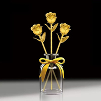 Ensemble de construction de fleurs en blocs de construction Golden Rose avec vase en verre, roses à assembler soi-même pour la décoration de la maison et du bureau, vente en gros