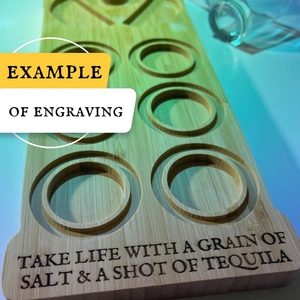 Bằng Gỗ Chuyến Bay Khay Với Tre Muối Món Ăn Và Bắn Hội Đồng Quản Trị Đồ Uống Phục Vụ Thiết Lập Cho Rượu Vang Bia Tequila Phục Vụ - Product Image 2