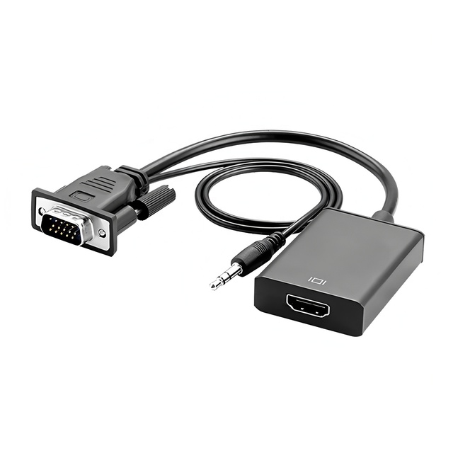 VGA Male to HDMI Female Adapter with 3.5mm Audio 1080P Full HD Video Converter for PC Desktop Laptop to HDTV Monitor Projector