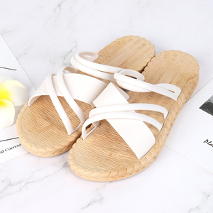 Sandales <span class=keywords><strong>en</strong></span> jonc de mer pour femmes, chaussures plates <span class=keywords><strong>en</strong></span> paille, pantoufles écologiques, vente <span class=keywords><strong>en</strong></span> gros - Product Image 4