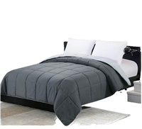 Parure de lit 3 pièces Home Comforter : Housse de couette et drap plat 200TC 100% microfibre polyester uni, 220*240cm, Japon