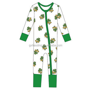 Ropa para bebé recién nacido, niño y niña, mono de manga larga con estampado de trébol, mono con cremallera, traje del Día de San Patricio - Product Image 4