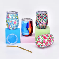Gobelet isotherme en acier inoxydable personnalisé de 12 oz avec motif floral, anti-fuite, pour le camping, tasse à café, fournisseur en gros