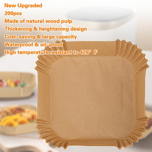 Air Fryer Disposable <b>Silicone</b> Oil Parchment Paper Liners 200pcs 8In Square Oven Safe - Product Image 3