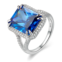 Luxuriöser Bling CZ Rosa Saphir Iced Out Ring Schmuck Sterling Silber Zirkon Ring