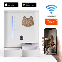 Distributeur automatique de nourriture et d'eau pour chats et chiens, alimenté par piles, avec télécommande et interaction via application, capacité de 4 L