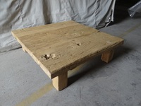 Table basse carrée en bois massif de dessus épais en bois récupéré rustique rustique chinois