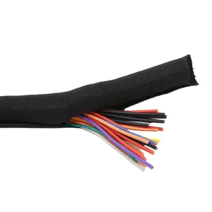 Wear Resistant Flat Lay Split Flexible Self-closing PET Expandable Braided Cable Protective Sleeve