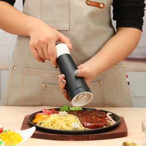 Juego de molinillo de sal y pimienta de acero inoxidable con acabado personalizado con molinillo ajustable y botón de acero inoxidable 304 para uso comercial - Product Image 4