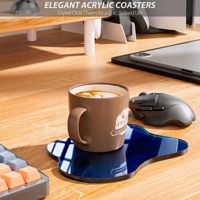 Sous-verre en acrylique bleu brillant irrégulier, découpe personnalisée, montage facile, tapis de bureau résistant à la chaleur pour la décoration intérieure