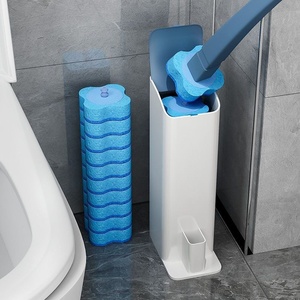 Brosse de nettoyage jetable en plastique pour toilettes domestiques, puissante pour éliminer les taches, avec clip simple, manche long nordique, ensemble - Product Image 1