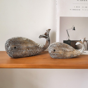 Figurine de baleine en résine, forme d'animal vintage, décoration d'intérieur, artisanat artistique de bureau - Product Image 3