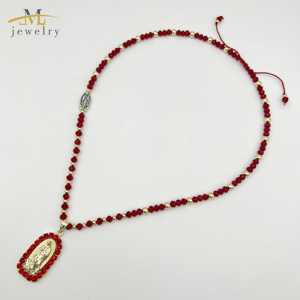 Collar de Rosario JML Hecho a Mano con Cuentas y Colgante de la Virgen María para Hombres y Mujeres Joyería Religiosa Santa Madre de Dios - Product Image 6
