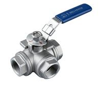 Válvula de Bola de 3 Vías SS304 SS316L, Actuador Manual/Neumático/Eléctrico para Desviar y Mezclar Flujo