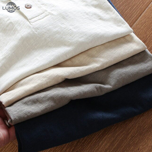 T-shirt décontracté uni à manches courtes pour <span class=keywords><strong>homme</strong></span>, en coton flammé et lin, fin, respirant et extensible, vente en gros, T-shirt d'été pour <span class=keywords><strong>homme</strong></span> - Product Image 3