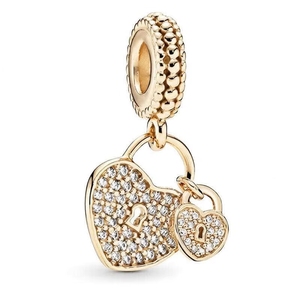 Pulsera y Collar DIY de Cuentas de Zinc Bañadas en Oro con Dijes de Corazón de Cristal y Diamantes de Imitación, Estilo de Moda, Agujero de 5mm - Product Image 4