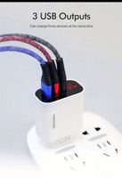 Chargeur portable rayé Surfa à 3 ports avec affichage numérique, chargeur mural USB pour téléphone portable