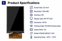 Module d'affichage LCD TFT 3,5 pouces 320x480 ST7796 RGB MCU 8080 Interface IPS pour appareils industriels et portables