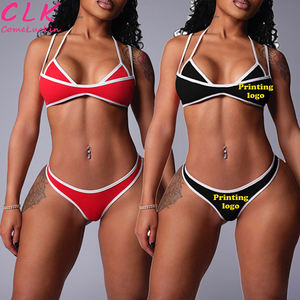 <span class=keywords><strong>Maillot</strong></span> <span class=keywords><strong>de</strong></span> <span class=keywords><strong>bain</strong></span> d'été sexy avec logo personnalisé pour femmes, ensemble bikini plage, soutien-gorge licou à bordure blanche, <span class=keywords><strong>culotte</strong></span> patchwork, ensemble 2 pièces, <span class=keywords><strong>maillot</strong></span> <span class=keywords><strong>de</strong></span> <span class=keywords><strong>bain</strong></span> - Product Image 1