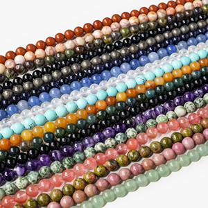 Venta al por mayor de cuentas sueltas de cristal semiterminadas de 8 mm, pulidas, redondas, mixtas de cuarzo, ágata y <span class=keywords><strong>jaspe</strong></span>. - Product Image 3