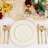 Assiettes en plastique réutilisables à motif floral avec bord doré, 7,5 pouces et 10,25 pouces, 25 pièces/sac, comprenant une assiette à dîner et une assiette à dessert de 7,5 pouces