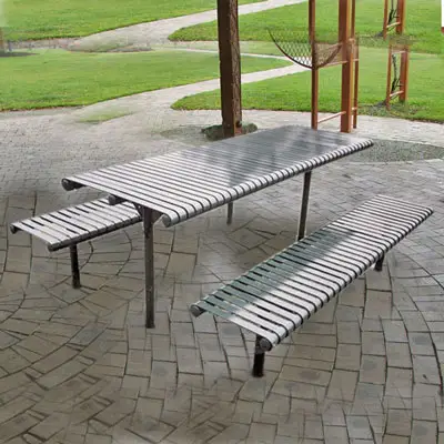 Muebles de Jardín de acero galvanizado de juego de banco al aire libre parque escuela mesa de comedor conjunto público mobiliario urbano