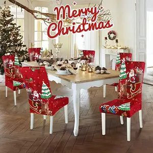 热弹力圣诞餐厅椅子保护器沙发套氨纶假日帕森斯圣诞装饰椅套