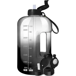 1 Gallon Silicone Daily Motivational Big Water Jug Bottle With Straw Time Marker Bottle Fade
