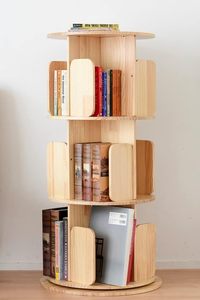 Libreria girevole moderna a 1-5-Tier in legno massello con 360 a torre girevole per casa ufficio o soggiorno camera da letto mobili - Product Image 2