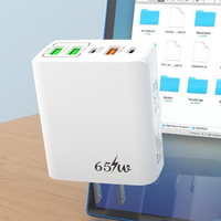 Chargeur USB C PD 5 ports 65W, charge rapide 3.0, 65W, 2 type C, 3 USB, chargeurs de téléphone portable, adaptateur d'alimentation à charge rapide