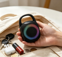Enceinte Bluetooth, batterie 800 mAh, enceinte sans fil 5W avec anneau lumineux RGB et crochet de transport pour le sport, le camping et les fêtes